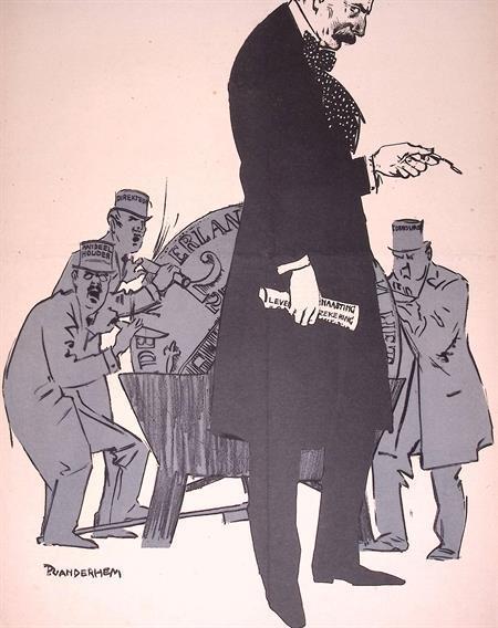 Spotprent Nederlandse politiek tijdens Eerste Wereldoorlo..., Antiek en Kunst, Kunst | Litho's en Zeefdrukken, Verzenden