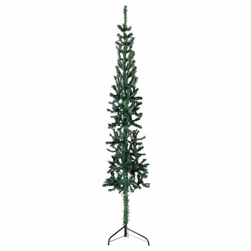 vidaXL Kunstkerstboom half met standaard smal 180 cm groen, Diversen, Kerst, Nieuw, Verzenden