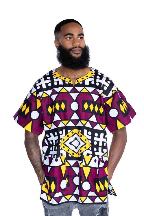 Paarse Samakaka Dashiki Shirt / Dashiki Jurk - Afrikaans shi, Kleding | Heren, Overige Herenkleding, Nieuw, Ophalen of Verzenden