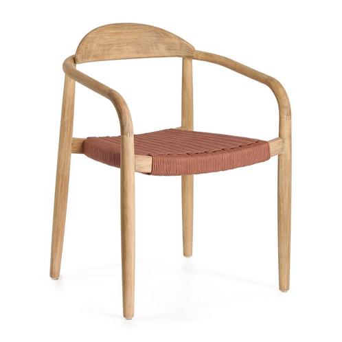 *WOONWINKEL* Kave Home Nina Houten Tuinstoel Met Touw Terrac, Huis en Inrichting, Stoelen, Nieuw, Hout, Verzenden