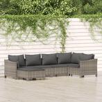 vidaXL 6-delige Loungeset met kussens poly rattan grijs, Verzenden, Nieuw, Rotan, Loungeset