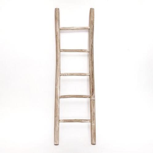 Houten decoratieladder | Wit geolied | 50x5x150, Huis en Inrichting, Badkamer | Badtextiel en Accessoires, Wit, Nieuw, Verzenden