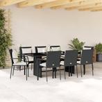 vidaXL 9-delige Tuinset poly rattan zwart, Nieuw, 8 zitplaatsen, Tuinset, Verzenden