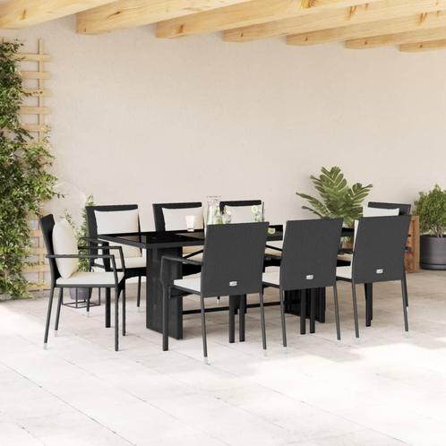 vidaXL 9-delige Tuinset poly rattan zwart, Tuin en Terras, Tuinsets en Loungesets, Tuinset, Nieuw, 8 zitplaatsen, Rotan, Verzenden