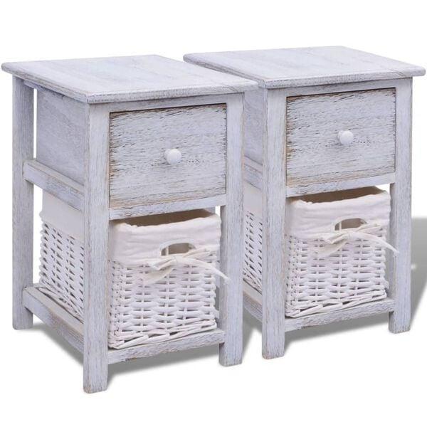 Compacte Nachtkastjes Wit | Retourdeal | Ruimtebesparend, Huis en Inrichting, Kasten | Boekenkasten, 25 tot 50 cm, Met lade(s)