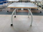 LANDE tafel met MDF blad 80x80 met 2 wielen, grijs -