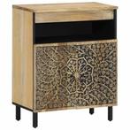 Bijzetkast Massief Mango | OP = OP | Handgesneden Details, Huis en Inrichting, Tafels | Bijzettafels, Retrostijl, Nieuw, 60 cm of meer