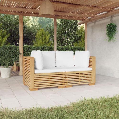 vidaXL Tuinhoekbanken 2 st met kussens massief teakhout, Tuin en Terras, Tuinsets en Loungesets, Nieuw, 2 zitplaatsen, Hout, Verzenden