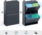 Prullenbak 4 vakken–Afvalem 60 Lt-62x25x93cm-Wit-Zwart-Grjs, Huis en Inrichting, Ophalen, Nieuw, 40 liter of meer, Metaal
