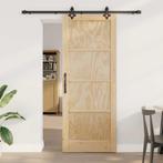 vidaXL Schuifdeur Naturel en zwart 83 x 211 cm, Doe-het-zelf en Verbouw, Deuren en Horren, Verzenden, Nieuw
