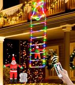 2dekans | Outdoor kerstverlichting LED ladder met kerstman, Ophalen of Verzenden, Zo goed als nieuw