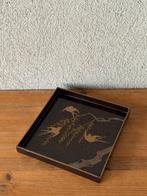 Dienblad - gouden maki-e, drie vogels die tussen sierlijk, Antiek en Kunst