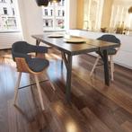 vidaXL Eetkamerstoelen 2 st gebogen hout en stof donkergrijs, Verzenden, Nieuw, Grijs
