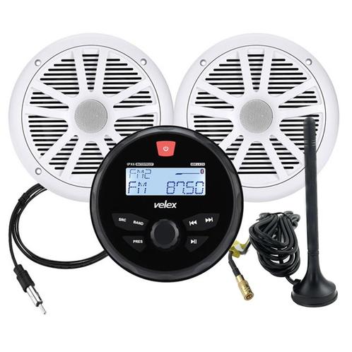 Velex VX-163S bootradio-set met Bluetooth, DAB+ en 2 speaker, Watersport en Boten, Navigatiemiddelen en Scheepselektronica, Nieuw