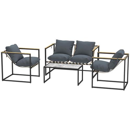 TRUUSK Stalen Tuinmeubelset 4 Personen Weerbestendig Balkonm, Tuin en Terras, Overige Tuin en Terras, Nieuw, Verzenden