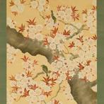 Cherry Blossoms and Two Japanese White-eyes - with no