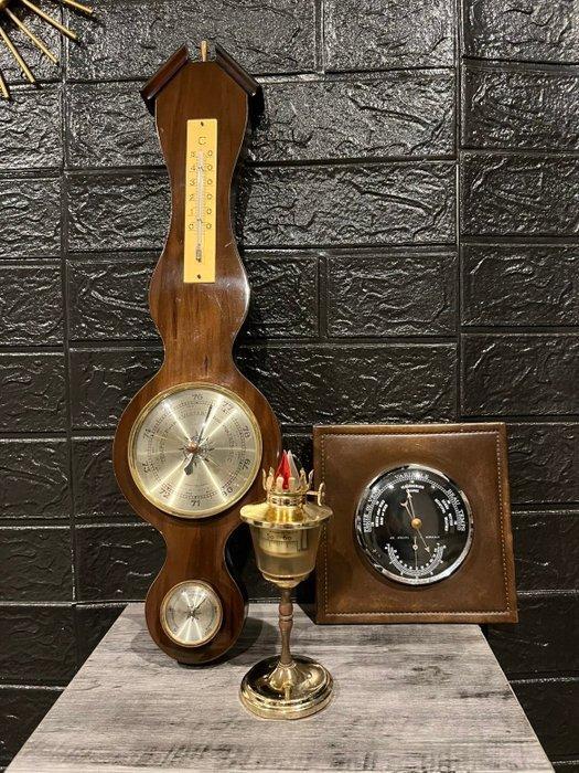 Thermometer (3) - Hout, Metaal, Messing, Leder - Baromètre, Antiek en Kunst, Curiosa en Brocante