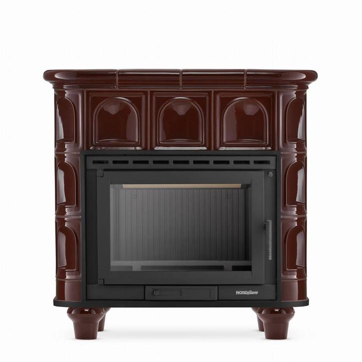 Houtkachel - 15 kW - betegeld - bruin - energielabel A, Huis en Inrichting, Kachels, Nieuw, Ophalen of Verzenden