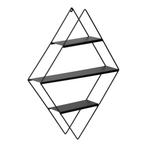 [en.casa] Wandrek Polvijärvi met 3 planken 66x50x9 cm zwart, Huis en Inrichting, Woonaccessoires | Wandplanken en Boekenplanken