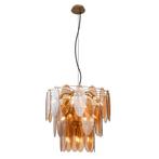 Art Deco hanglamp goud met amber glas ovaal 14-lichts -, Verzenden, Nieuw, Glas, Art Deco