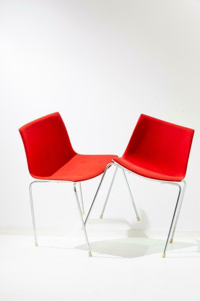 Arper catifa 46 4 pootstoel stof rood zonder armleggers 139, Zakelijke goederen, Kantoor en Winkelinrichting | Kantoormeubilair en Inrichting