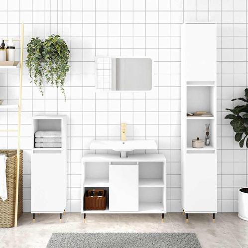 vidaXL Badkamerkast 30x30x100 cm bewerkt hout wit, Huis en Inrichting, Badkamer | Badkamermeubels, Nieuw, 100 tot 150 cm, Verzenden