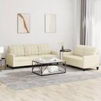 vidaXL 2-delige Loungeset met kussens kunstleer crème, Huis en Inrichting, Verzenden, 150 tot 200 cm, Nieuw, Leer