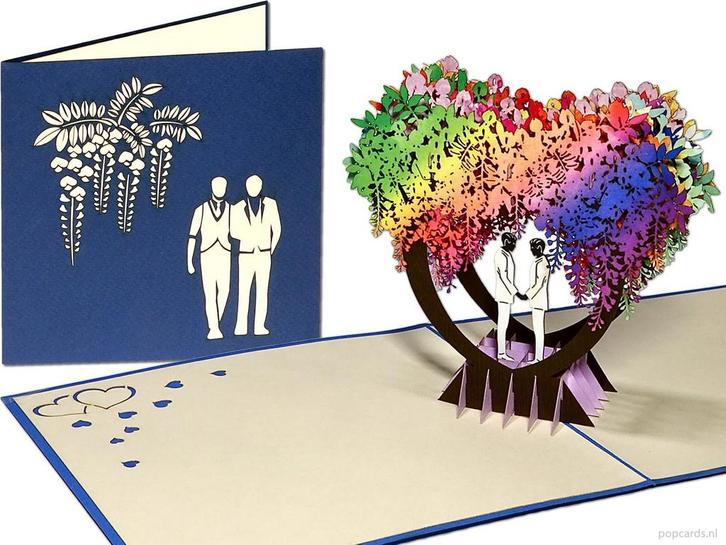 Homohuwelijk – Trouwkaart met 2 mannen – Homoseksueel..., Diversen, Wenskaarten, Verzenden