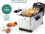 DOMO DO514FR Friteuse – Frituurpan - 3L – 2000W – RVS/Zwart, Verzenden, Zo goed als nieuw