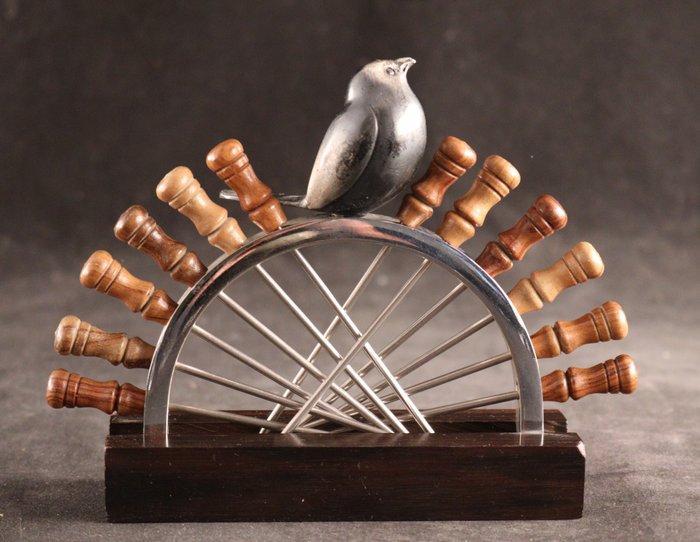 Art Deco set cocktailprikkers - Bestekset - Brons, Hout, Antiek en Kunst, Kunst | Designobjecten