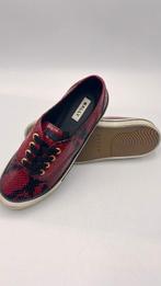 Santoni - Bally Mens Red Deep Ruby Lyder Snakeskin-Effect, Nieuw
