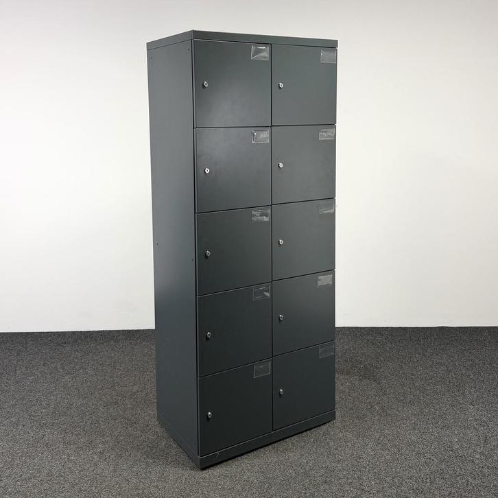 Lockerkast 10-deurs - Antraciet | 197 x 80 x 50 cm, Huis en Inrichting, Kasten | Overige, Gebruikt, Ophalen of Verzenden