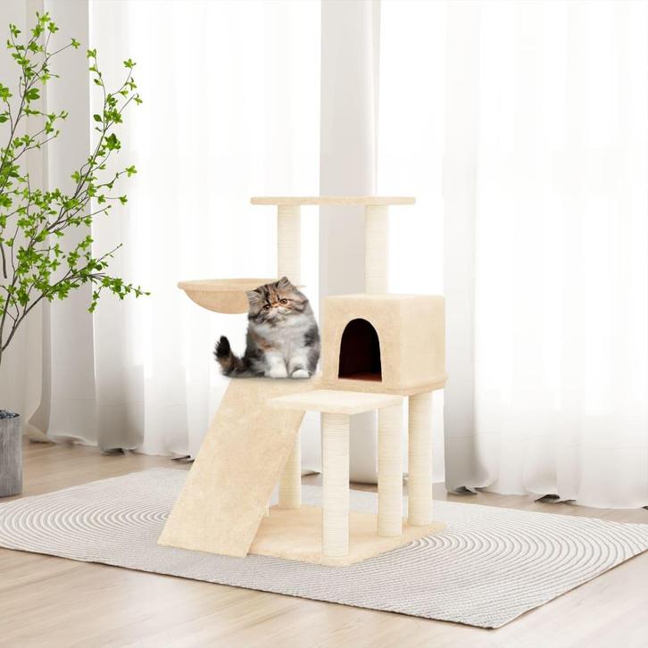 vidaXL Kattenmeubel met sisal krabpalen 82 cm crèmekleurig, Dieren en Toebehoren, Katten-accessoires, Nieuw, Verzenden