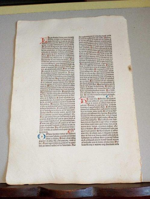 Nicolaus de Lyra - Sheet from Incunable Biblia latina Venice, Antiek en Kunst, Antiek | Boeken en Bijbels