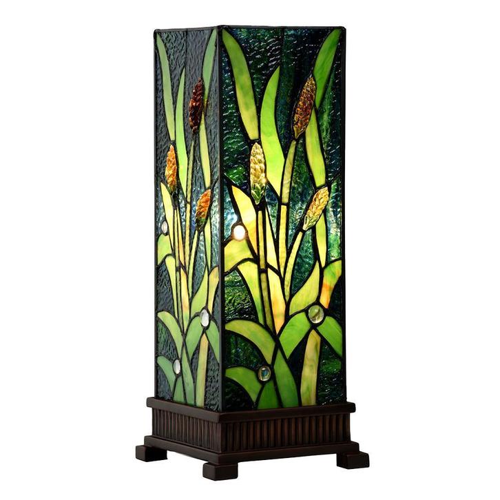 Tiffany Tafellamp 18x18x45 cm Groen Glas Tiffany Bureaulamp, Huis en Inrichting, Lampen | Tafellampen, Minder dan 50 cm, Nieuw