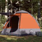 Kampeertent 4-persoons snelontgrendeling grijs en oranje, Caravans en Kamperen, Kampeeraccessoires, Verzenden, Nieuw