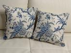 Elegante kussens Toile de Jouy bloemmotief azuurblauw,, Antiek en Kunst, Curiosa en Brocante