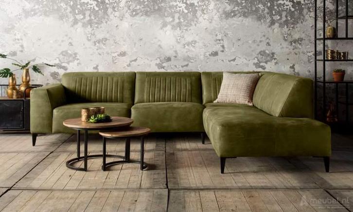 Hoekbank Aspen - hoekbanken - Groen, Huis en Inrichting, Banken | Sofa's en Chaises Longues, Nieuw, Leer