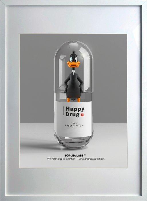 Poplea - HAPPY DRUG - POPLEA LABS - DAFFY DUCK, Antiek en Kunst, Kunst | Schilderijen | Modern