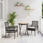 vidaXL Tuin Bistro Set 3 pcs Zwart Poly riet, Verzenden, Nieuw, Rotan