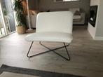 Leren fauteuil zonder armleuning met kruisframe - wit leer -, Nieuw, Ophalen of Verzenden, 75 tot 100 cm, Industrieel
