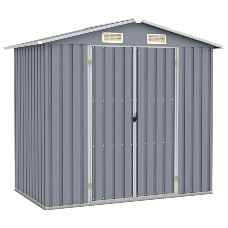 vidaXL Tuinschuur 205x129x183 cm gegalvaniseerd staal grijs, Tuin en Terras, Tuinhuizen, Nieuw, Verzenden