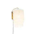 Oosterse wandlamp goud crème kap met franjes - Franxa, Nieuw, Overige stijlen