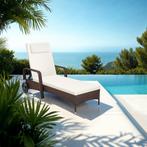 Wicker ligbed met wielen - bruin mix, Verzenden, Nieuw