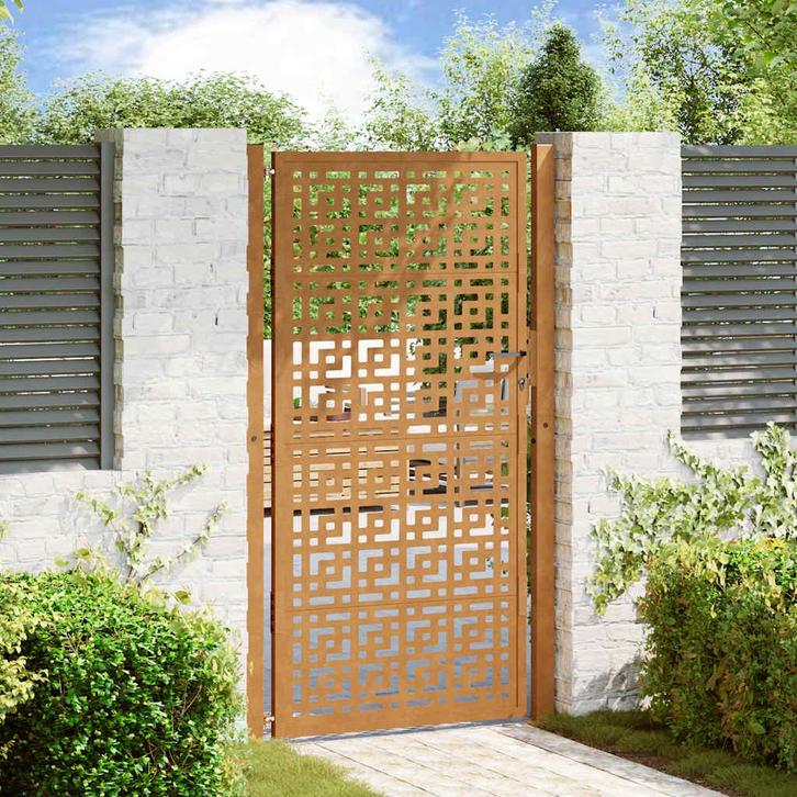 vidaXL Poort met kruisontwerp 100x175 cm weervast staal, Tuin en Terras, Tuinpoorten, Nieuw, Verzenden