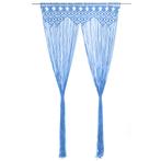 vidaXL Gordijn macramé 140x240 cm katoen blauw, Verzenden, Nieuw, Blauw