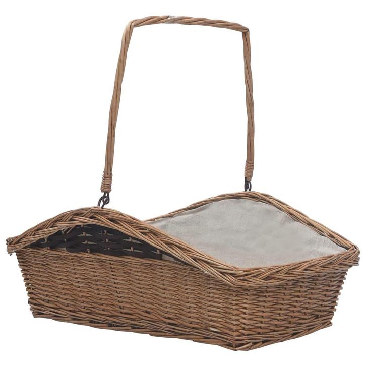 vidaXL Houtmand met handvat 61,5x46,5x58 cm wilgenhout bruin, Huis en Inrichting, Haarden, Nieuw, Verzenden