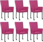 Set van 6 Felpaarse leren moderne eetkamerstoelen - met arml, Nieuw, Vijf, Zes of meer stoelen, Modern, Leer
