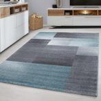 Modern Vloerkleed | Lucca | Blokken | Blauw | 80x250 cm, Huis en Inrichting, Stoffering | Tapijten en Kleden, Verzenden, Nieuw