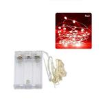 Kerstverlichting 2 Meter - Rood - Op Batterij, Diversen, Kerst, Ophalen of Verzenden, Nieuw